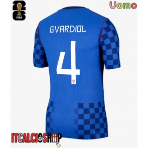 Croazia Josko Gvardiol #4 Seconda Maglia Mondiali 2026 Manica Corta
